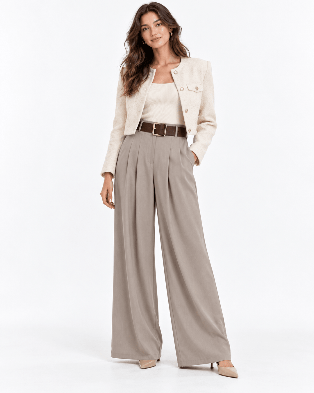 Lucy Wide Legs Belted Pants - Must Boutique