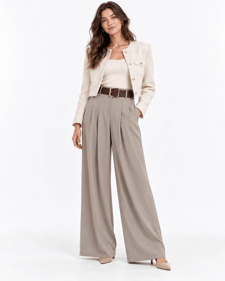 Lucy Wide Legs Belted Pants - Must Boutique