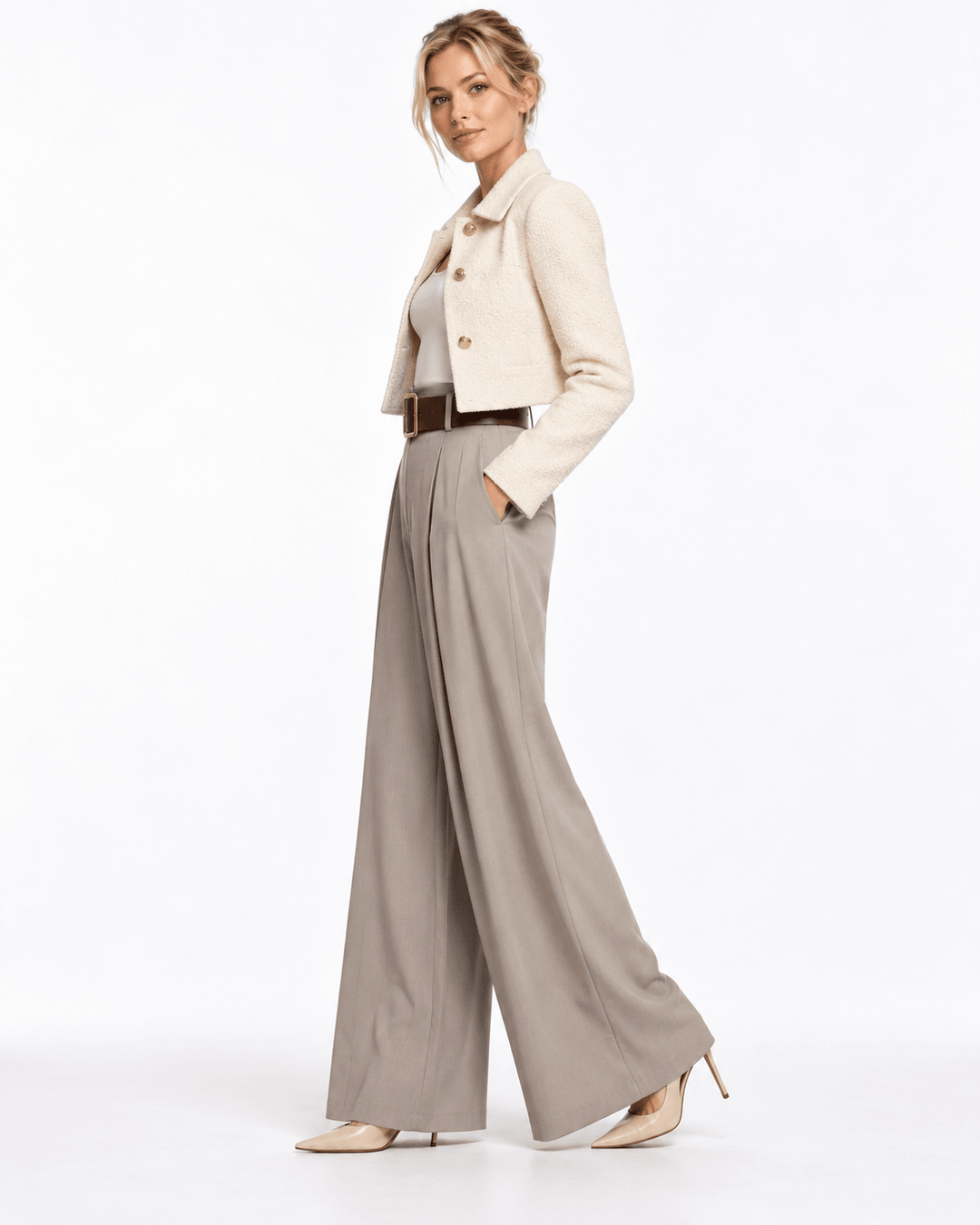 Lucy Wide Legs Belted Pants - Must Boutique