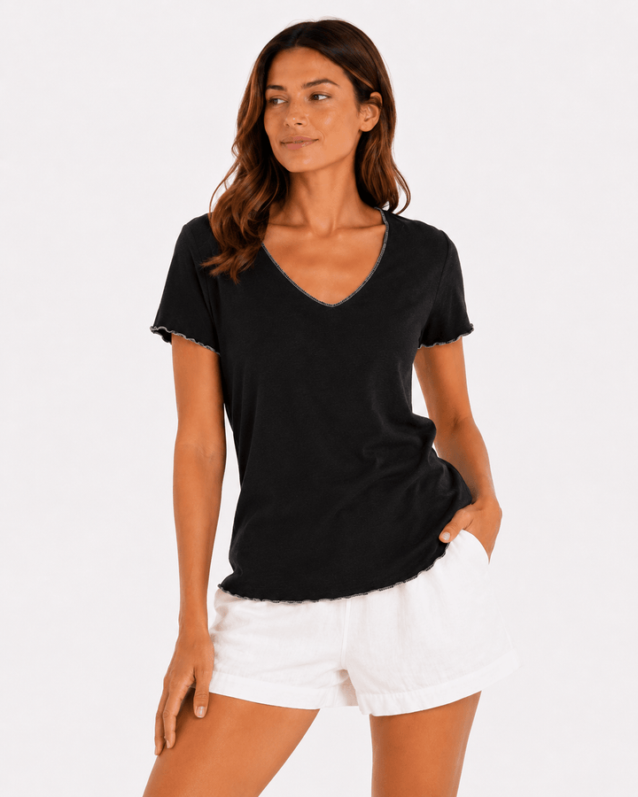 Luna Silver Thread Tee - Must Boutique