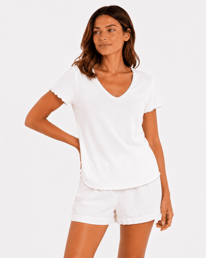 Luna Silver Thread Tee - Must Boutique