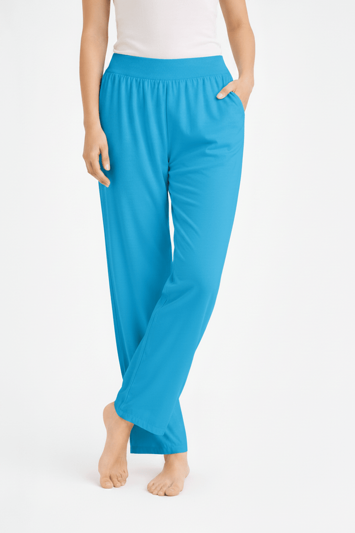 Turquoise Luxe Wide-Leg Lounge Pants for Ultimate Comfort - Must Boutique