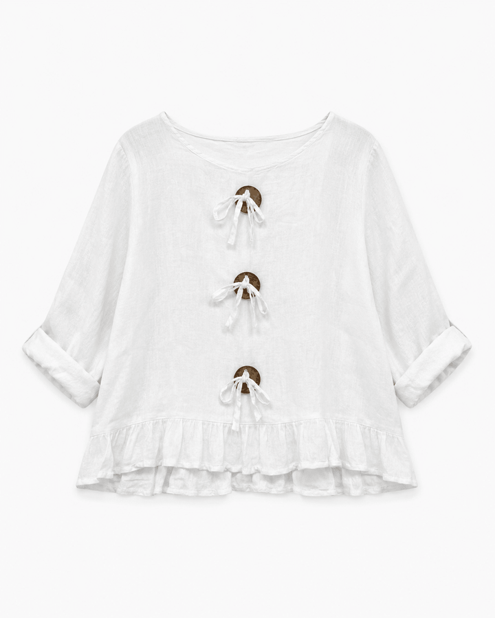 Lya Buttoned Linen Top - Must Boutique