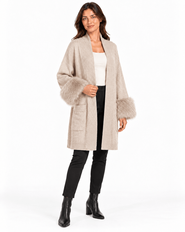 Mabel Open Collar Fur Cardigan - Must Boutique