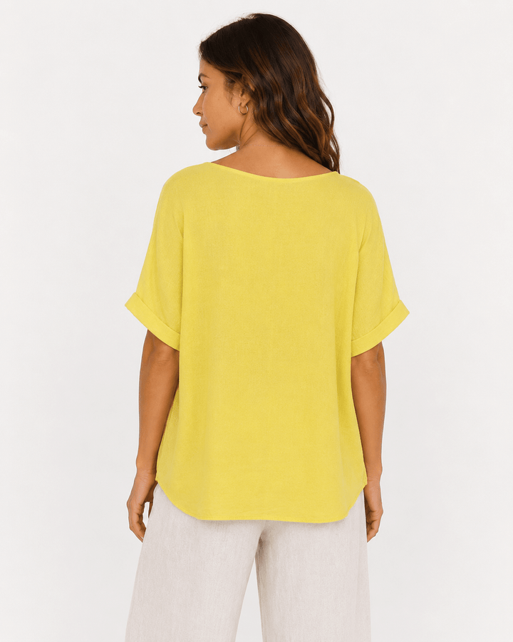 Mandy Silver Heart V-Neck Tee - Must Boutique