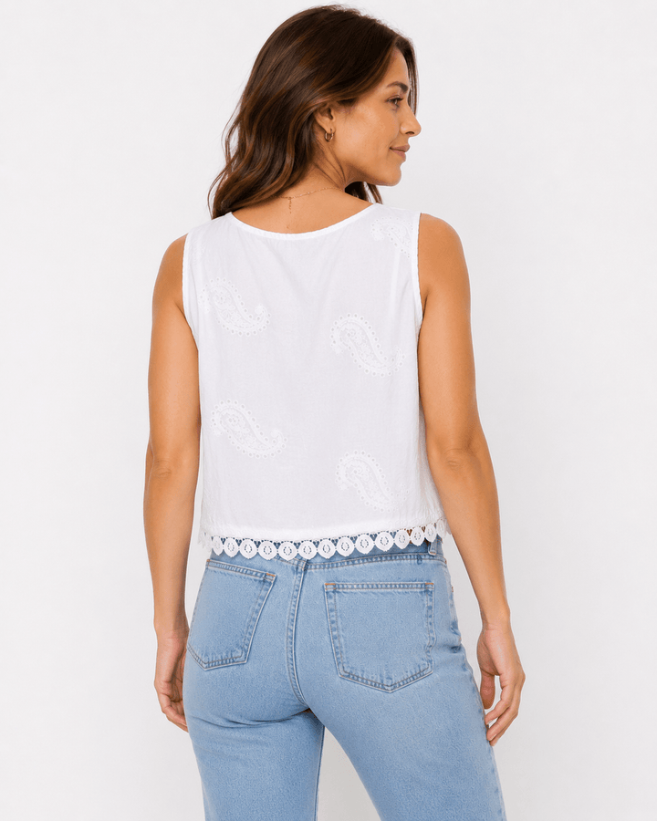Marcy Embroidered Cropped Top - Must Boutique