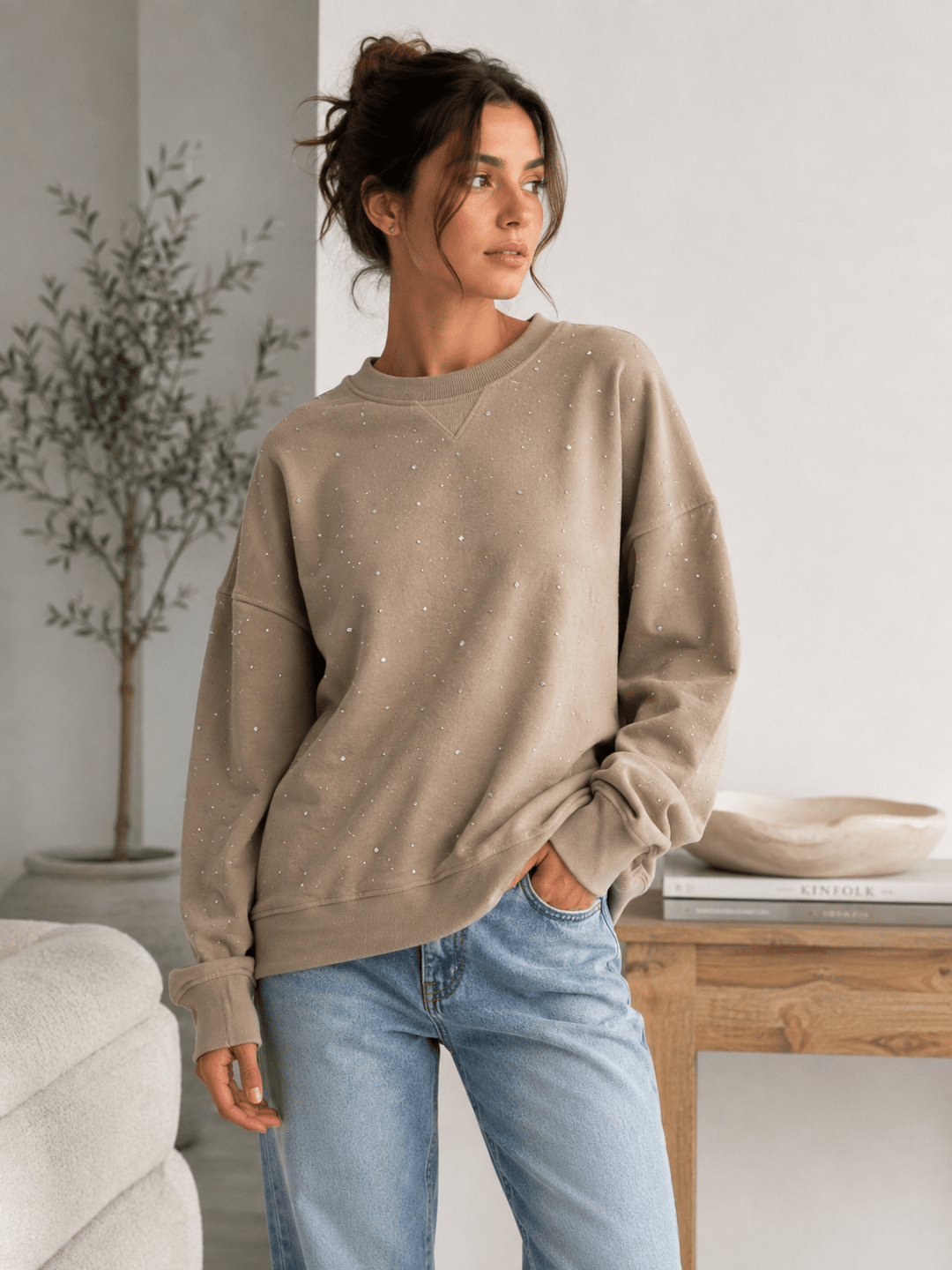 Marlowe Rhinestones Sweatshirt - Must Boutique