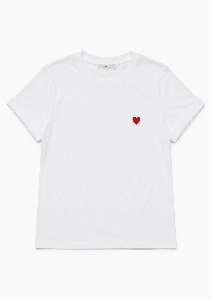 Maude White Heart Graphic Tee - Must Boutique