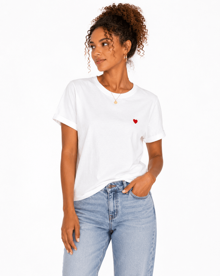 Maude White Heart Graphic Tee - Must Boutique