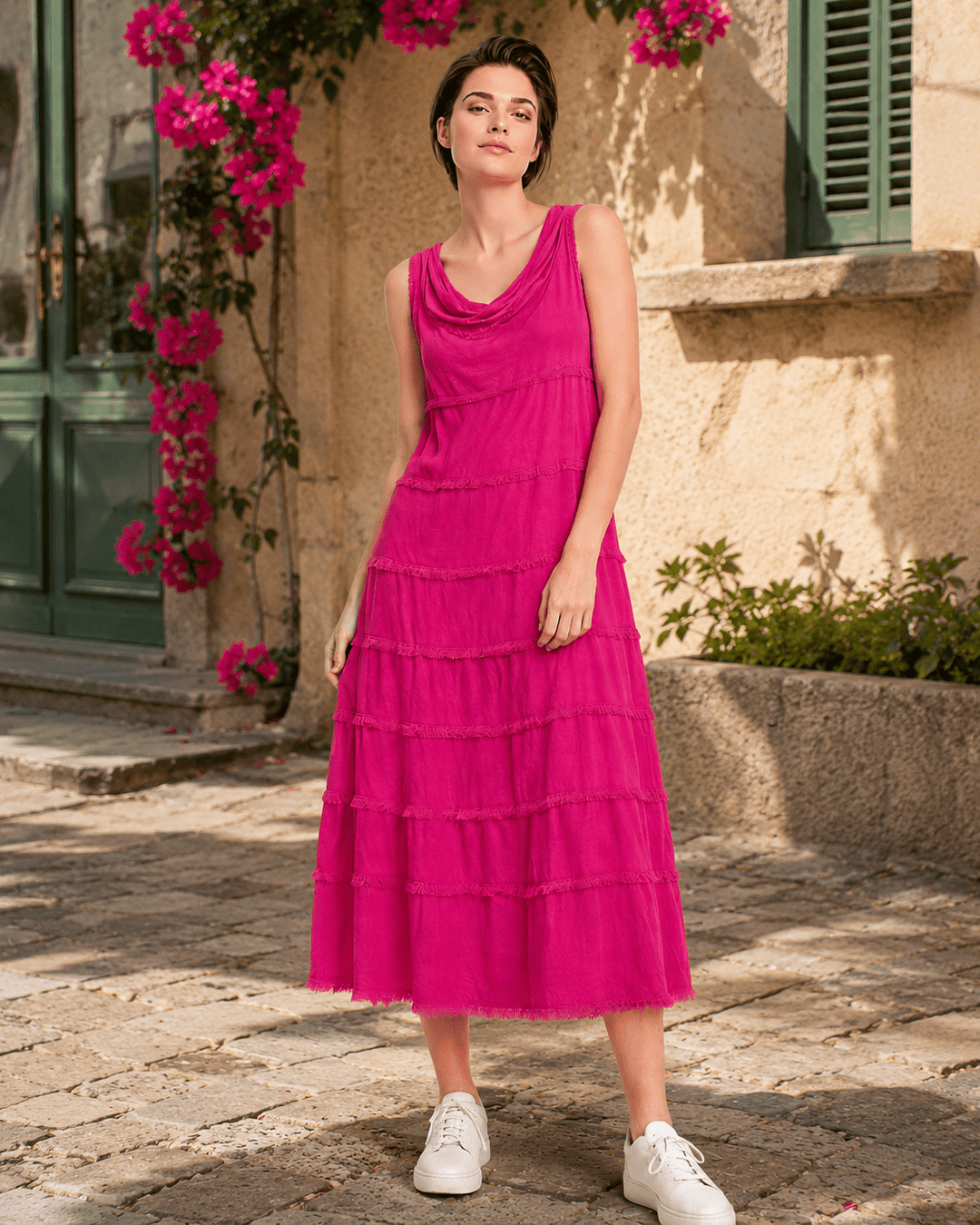 Maxi Dress with Silk Pannels - Must Boutique
