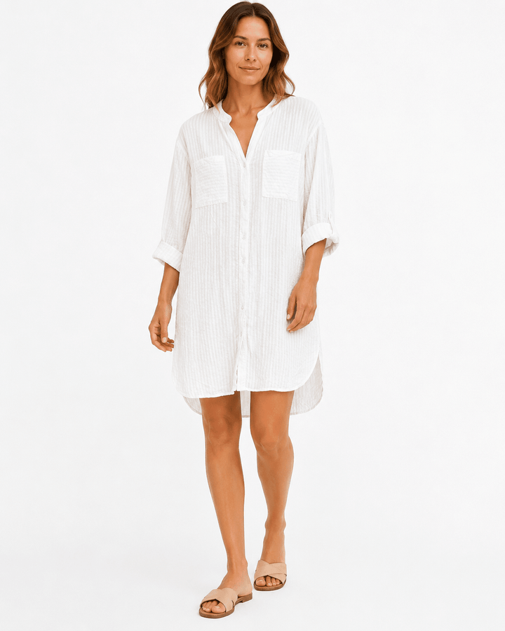 Maxine Striped Shirt Dress - Must Boutique