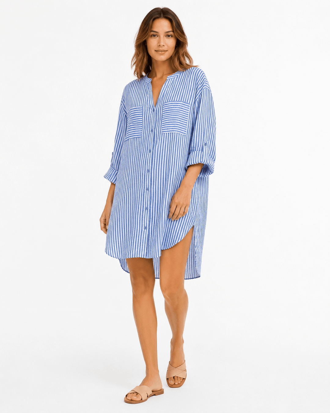 Maxine Striped Shirt Dress - Must Boutique