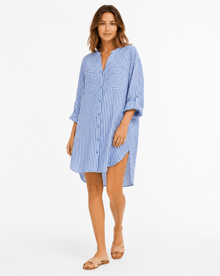 Maxine Striped Shirt Dress - Must Boutique