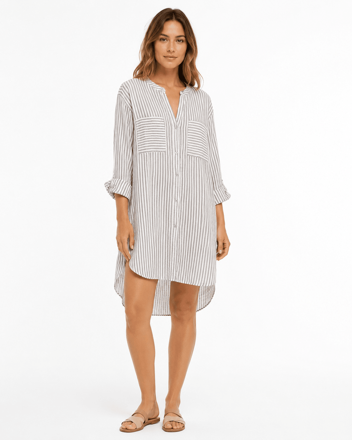 Maxine Striped Shirt Dress - Must Boutique