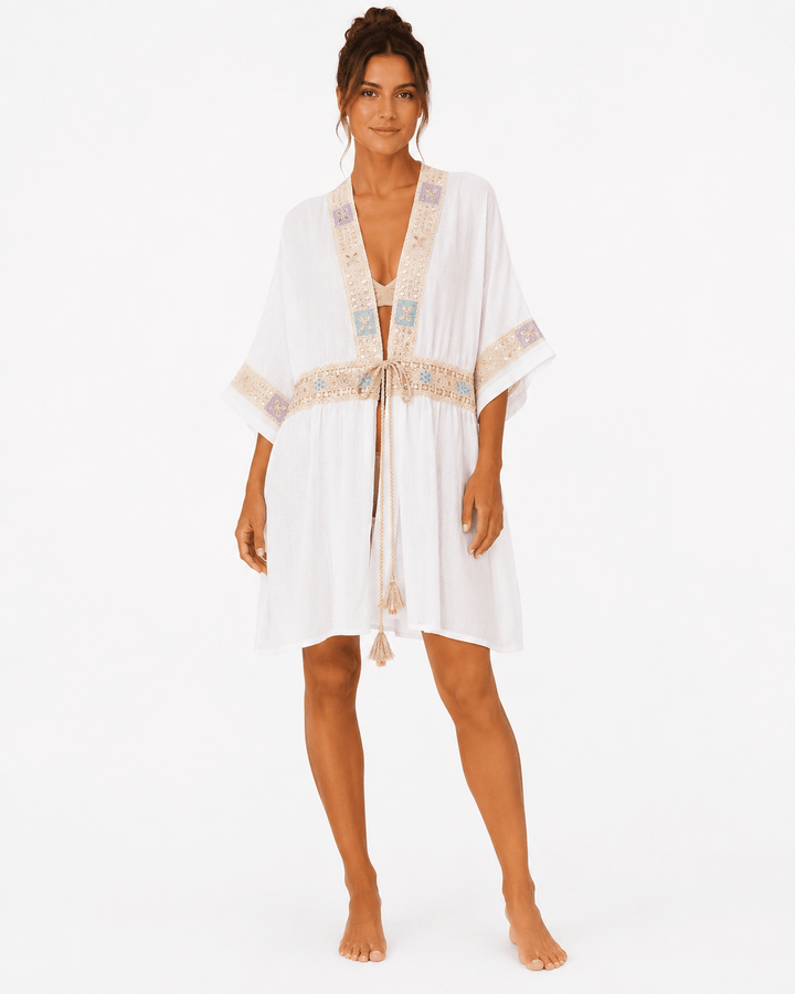 Maya Embroidered Beach Kimono - Must Boutique