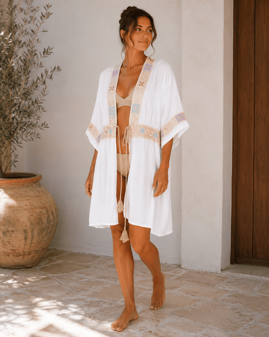 Maya Embroidered Beach Kimono - Must Boutique