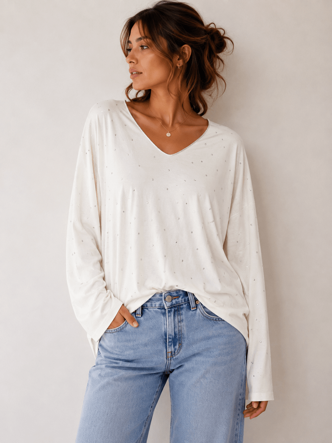 Melania Rhinestones Knit Sweater - Must Boutique