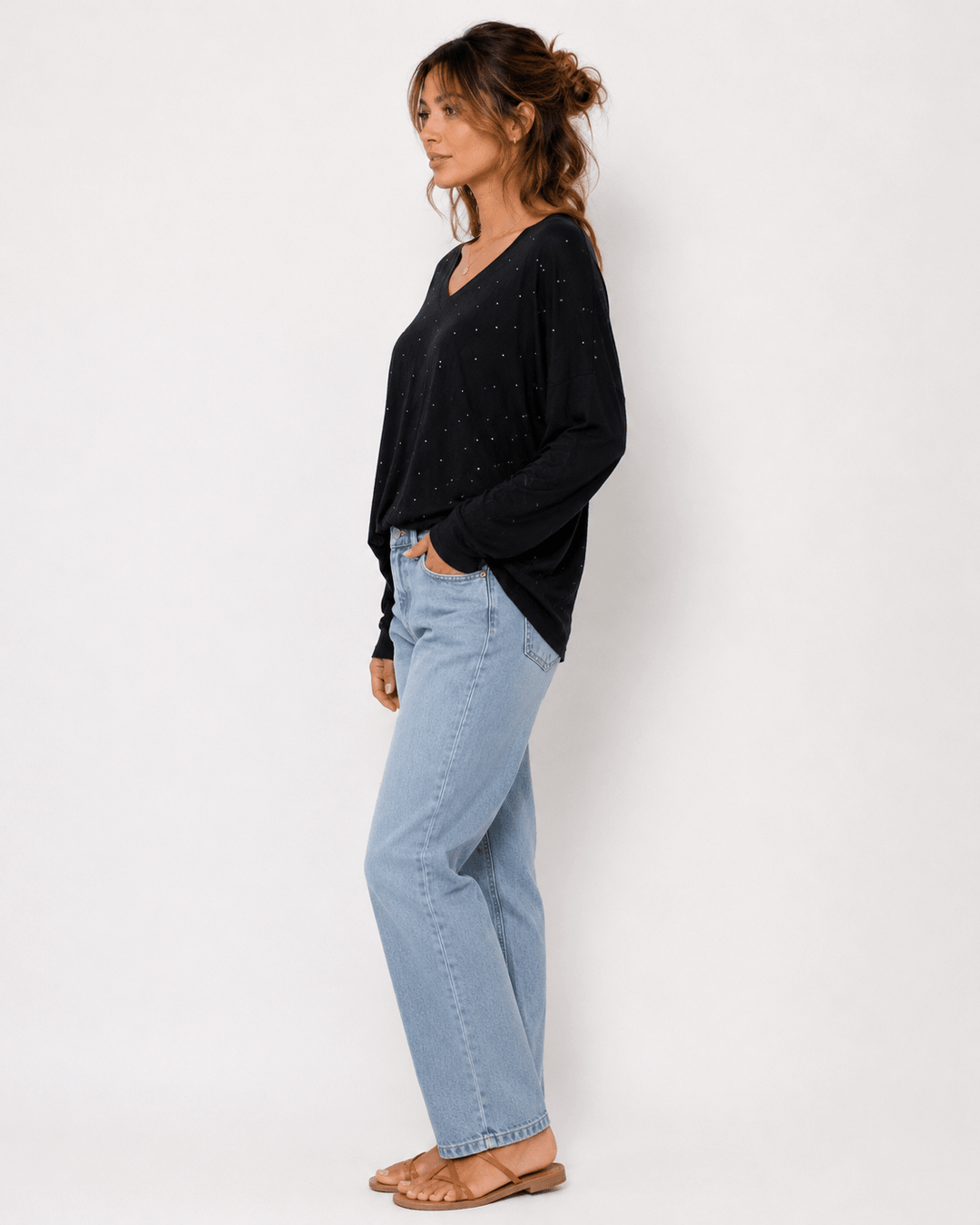 Melania Rhinestones Knit Sweater - Must Boutique