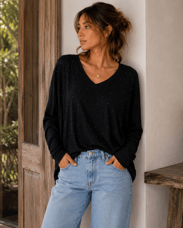Melania Rhinestones Knit Sweater - Must Boutique
