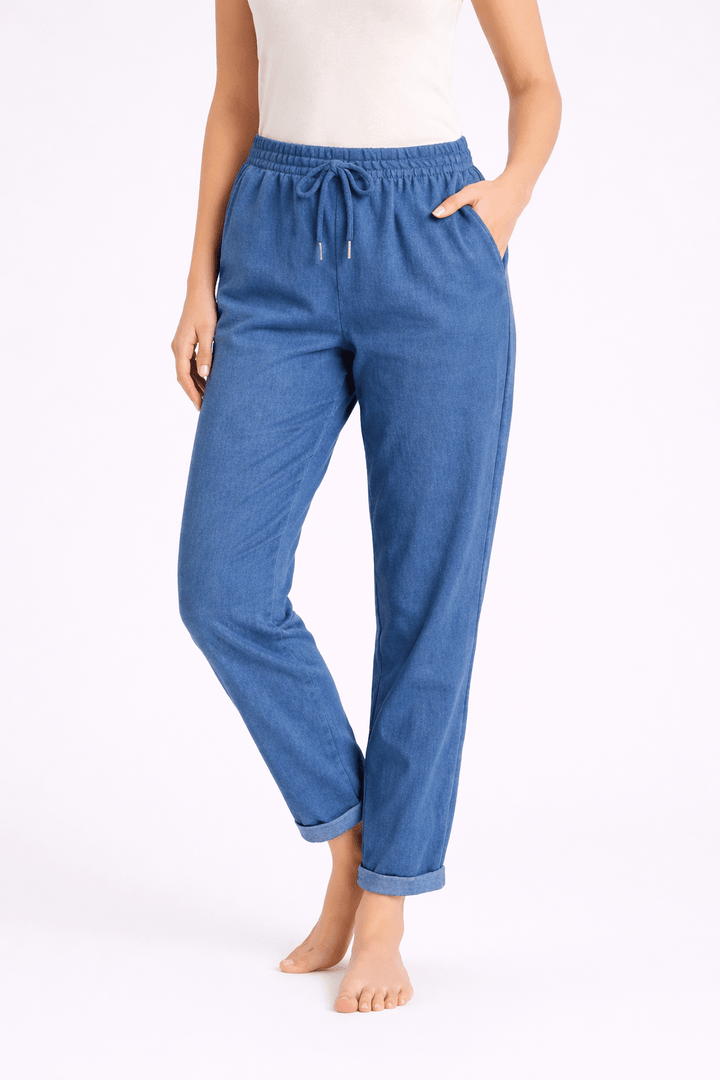 Denim Modern Tapered Joggers with Elastic Waistband - Must Boutique