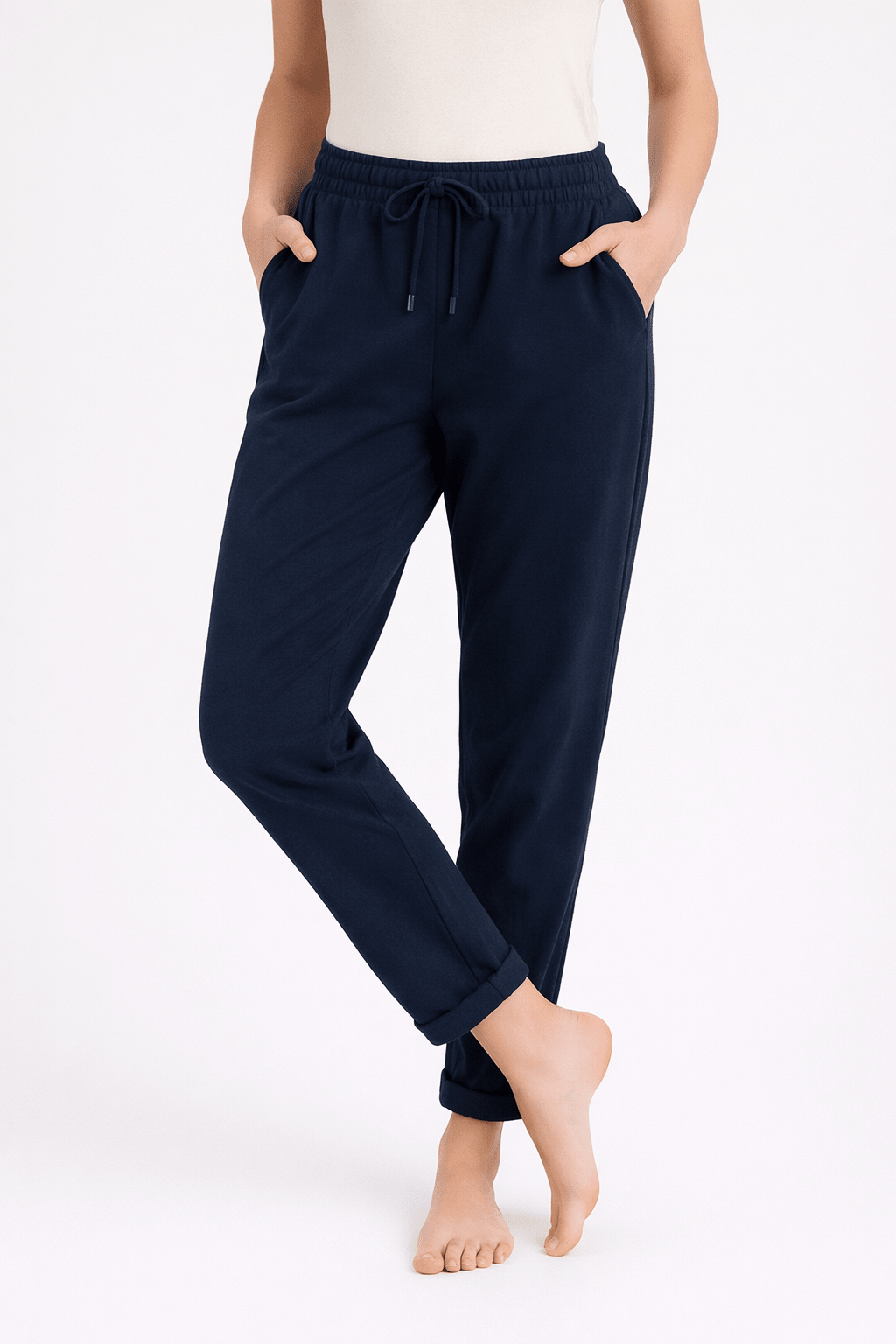Navy Modern Tapered Joggers with Elastic Waistband - Must Boutique