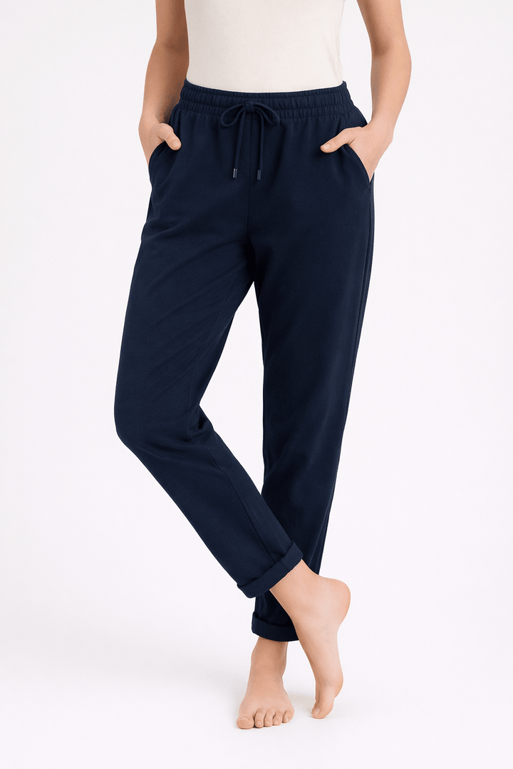 Navy Modern Tapered Joggers with Elastic Waistband - Must Boutique