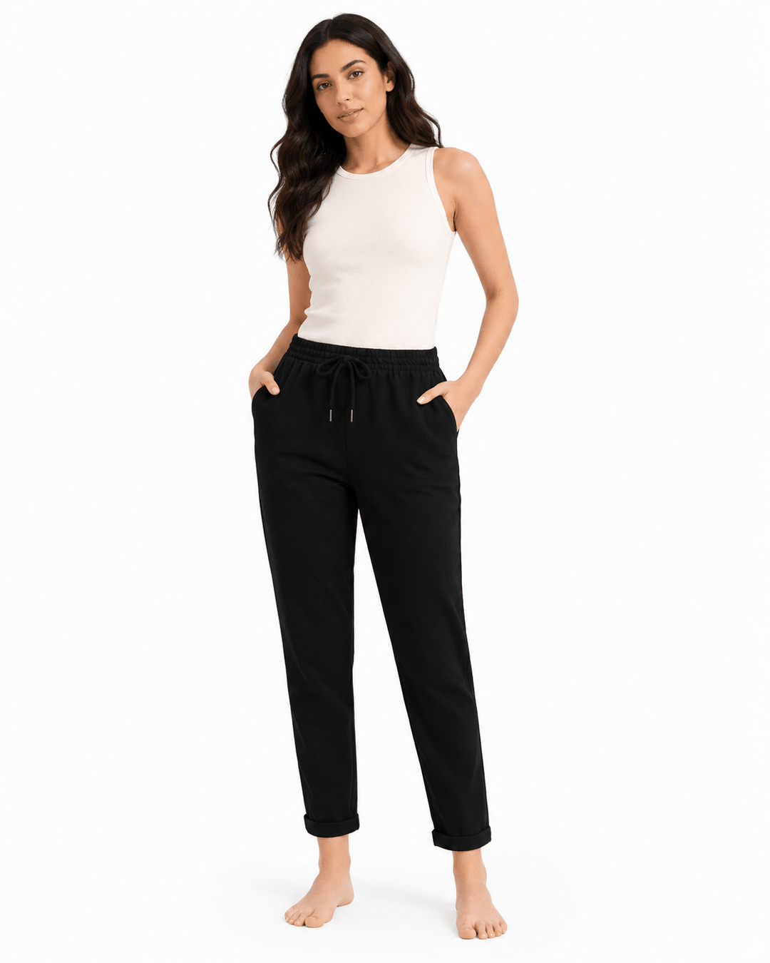 Black Modern Tapered Joggers with Elastic Waistband - Must Boutique