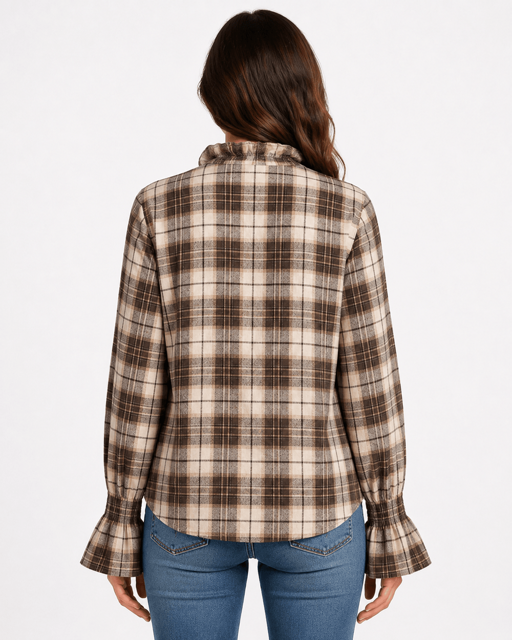 Ora Ruffle Collar Plaid Blouse - Must Boutique