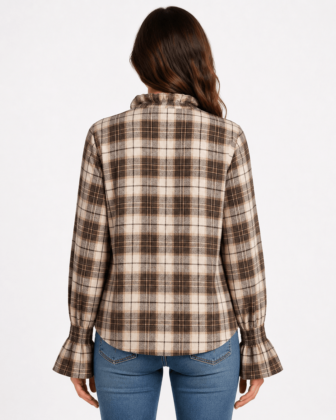Ora Ruffle Collar Plaid Blouse - Must Boutique