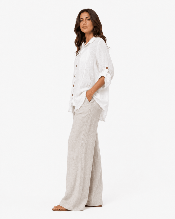 Paros frayed Linen Shirt - Must Boutique