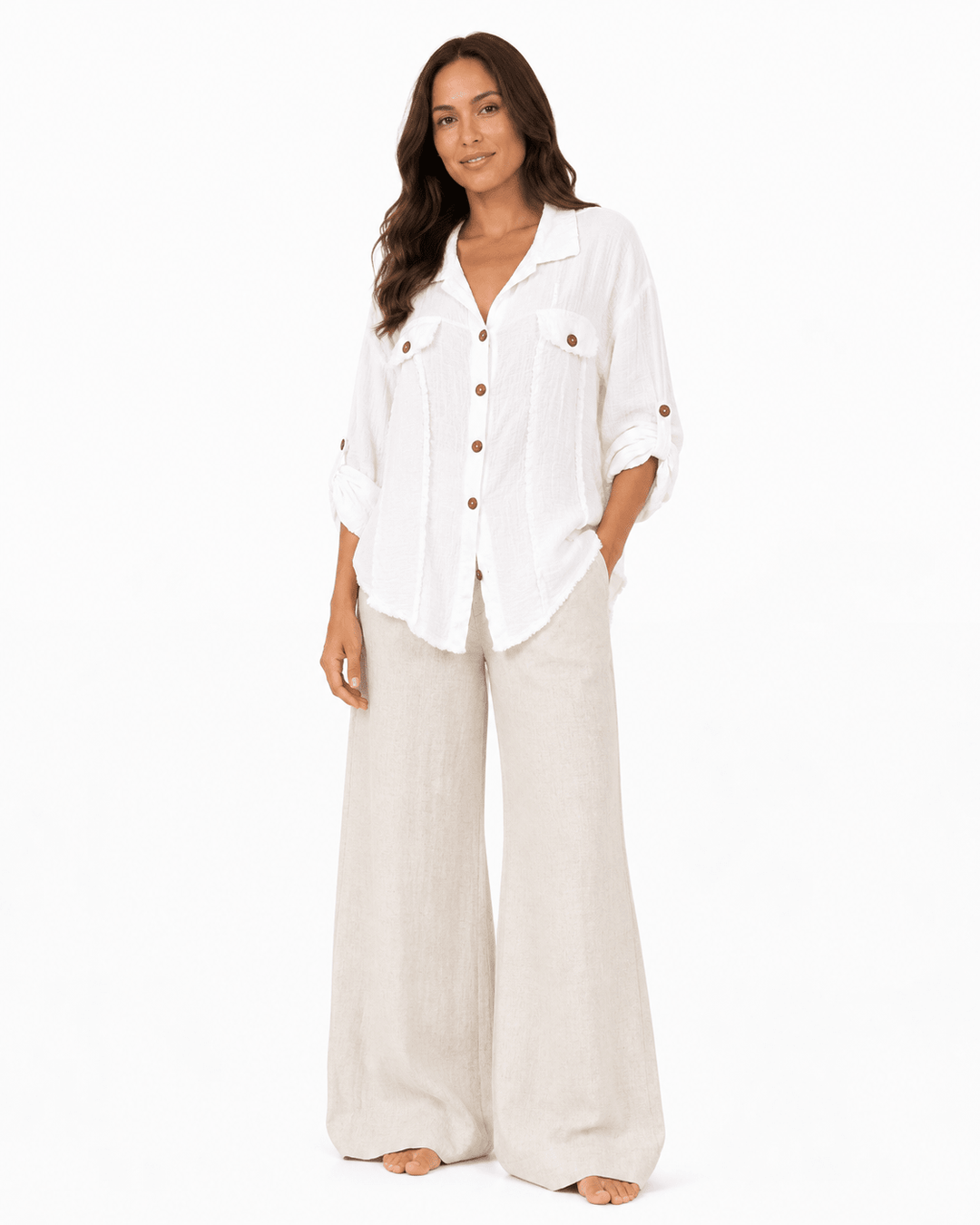 Paros frayed Linen Shirt - Must Boutique