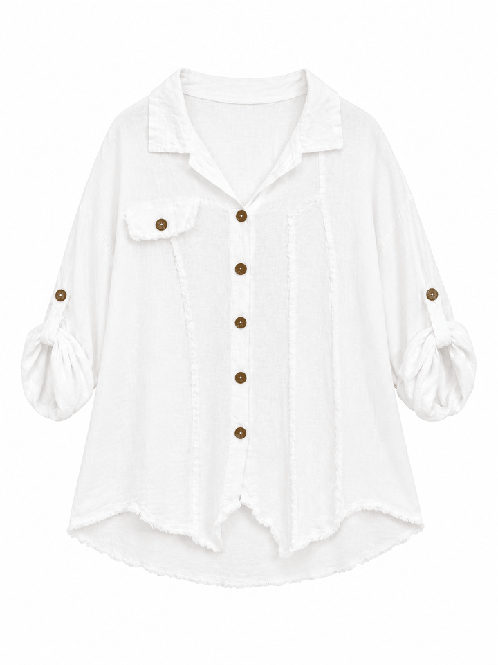Paros frayed Linen Shirt - Must Boutique