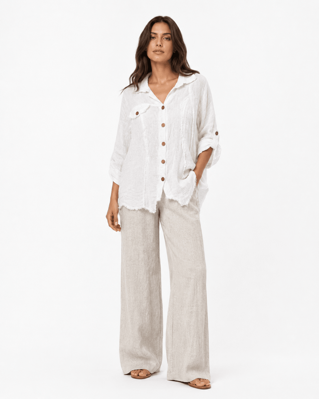 Paros frayed Linen Shirt - Must Boutique