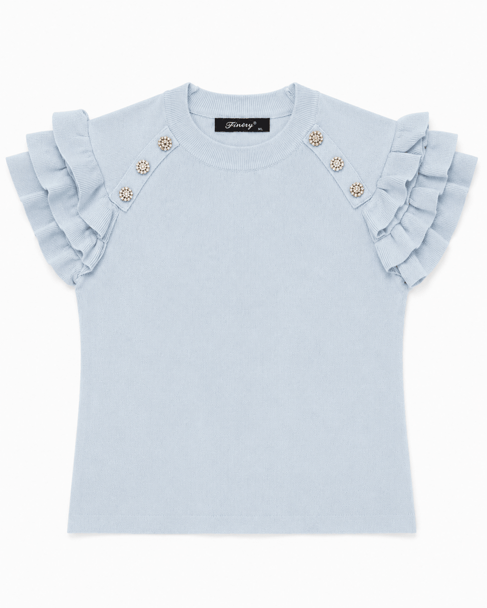 Pearl Button Ruffle Sleeve Knit Top - Must Boutique