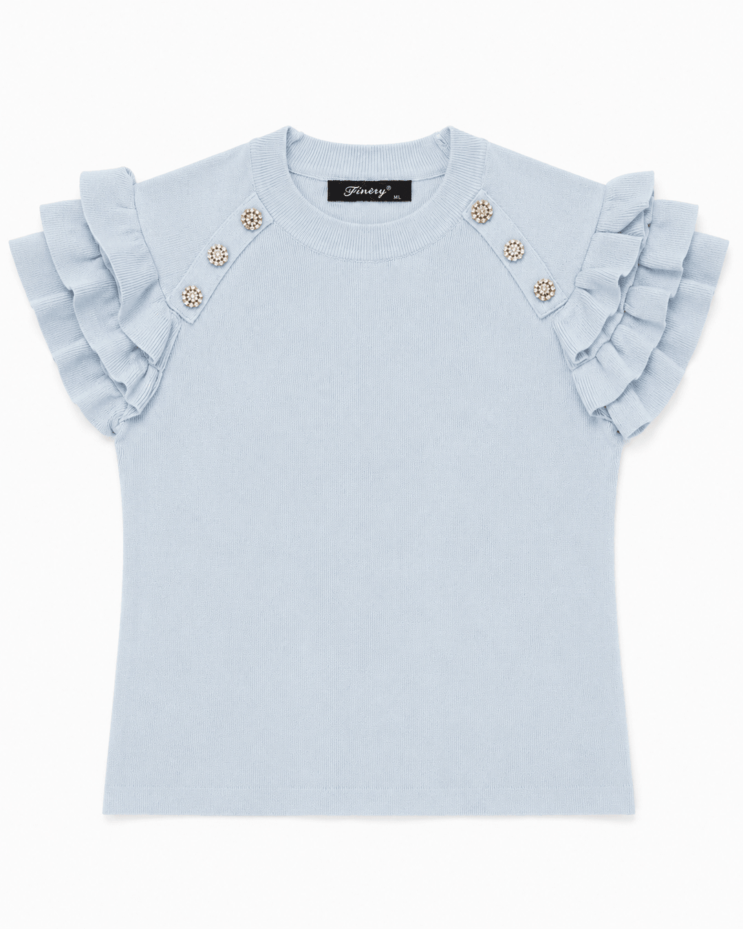 Pearl Button Ruffle Sleeve Knit Top - Must Boutique