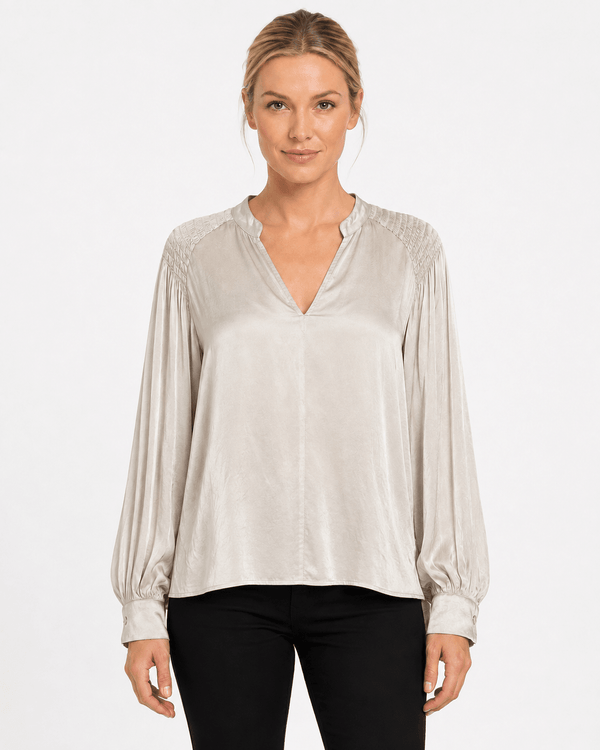 Pearl Sateen Balloon Sleeve Blouse - Must Boutique