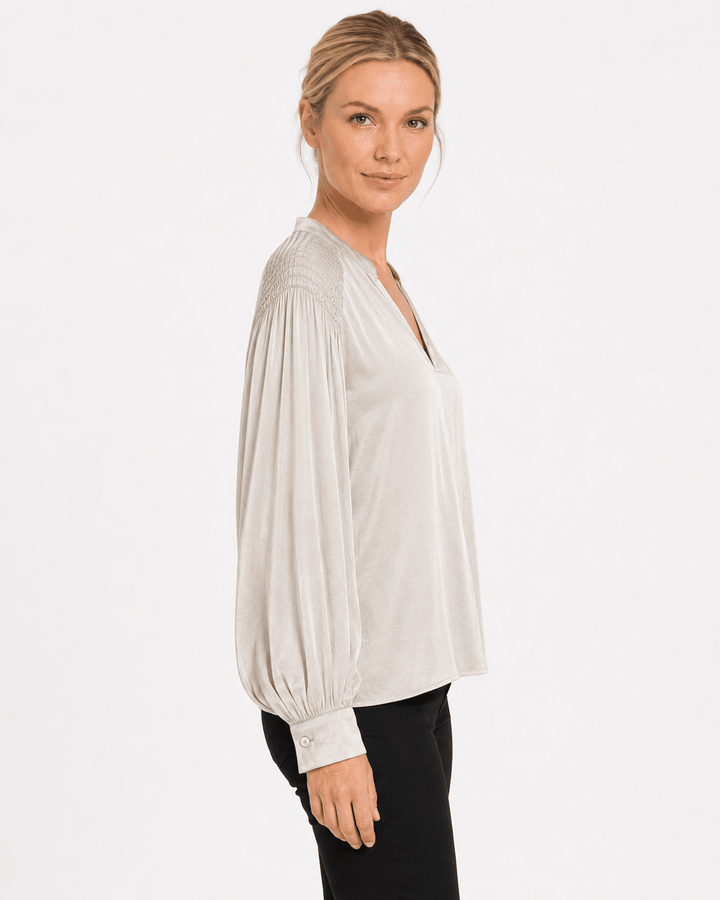 Pearl Sateen Balloon Sleeve Blouse - Must Boutique
