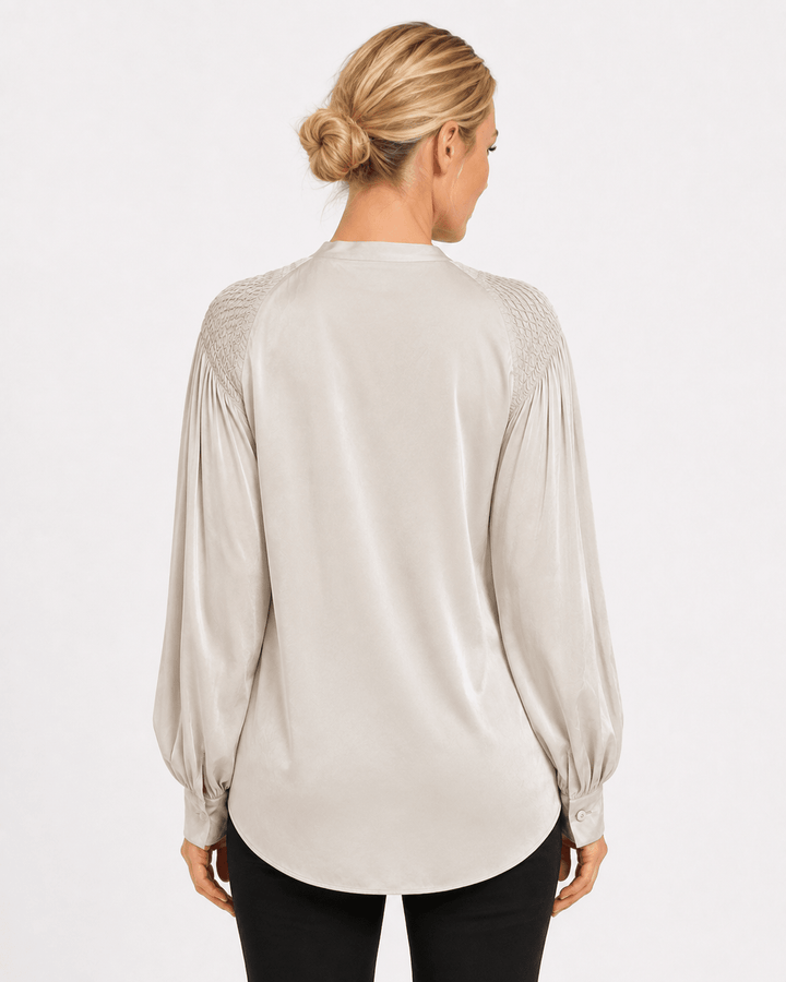 Pearl Sateen Balloon Sleeve Blouse - Must Boutique