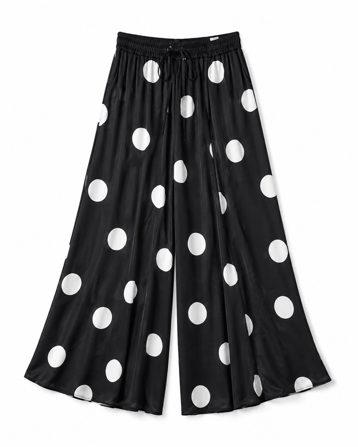 Polka Dot Satin Wide - Leg Pants - Must Boutique