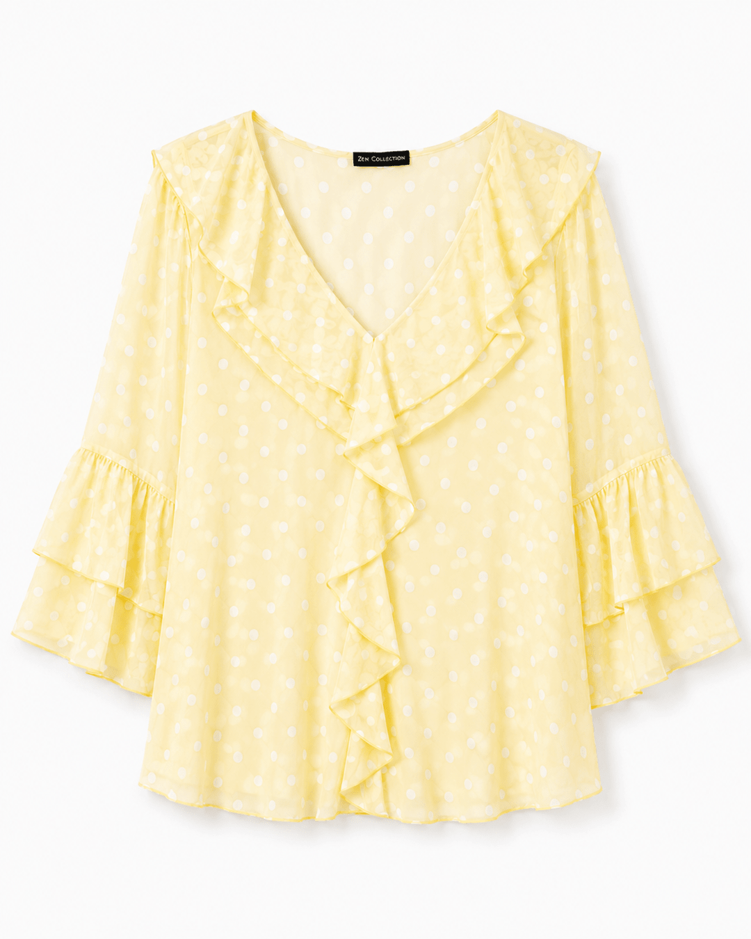 Ramie V - neck ruffle top - Must Boutique