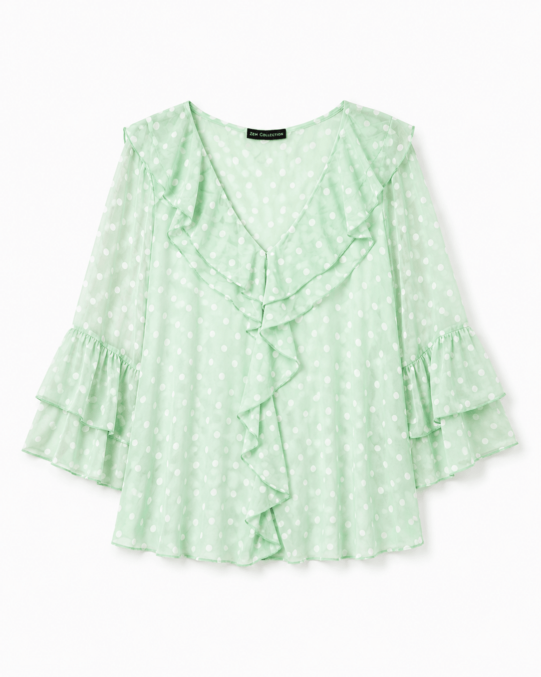 Ramie V - neck ruffle top - Must Boutique