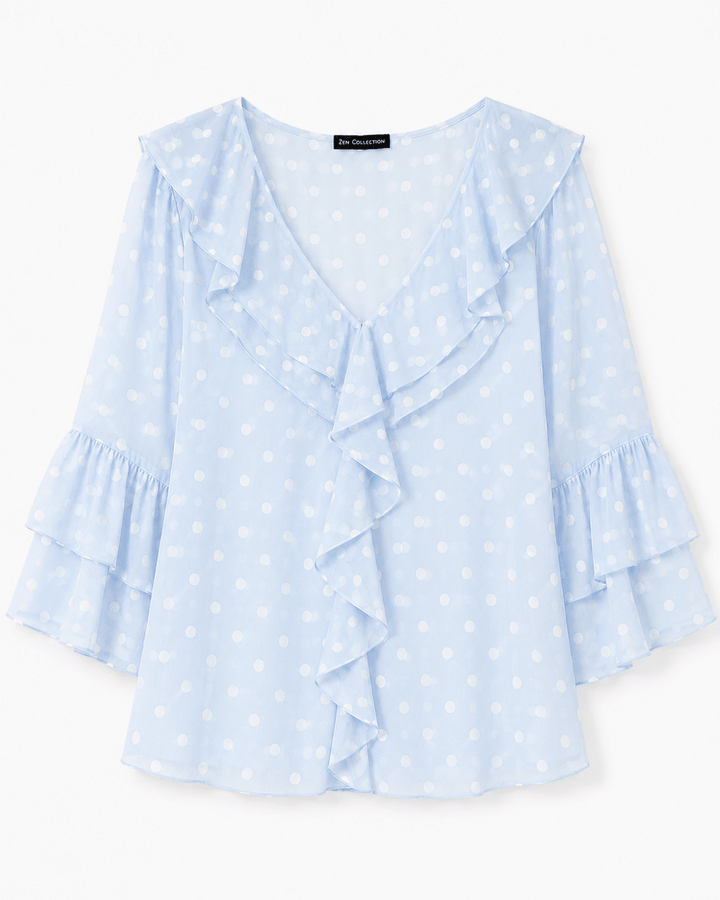 Ramie V - neck ruffle top - Must Boutique