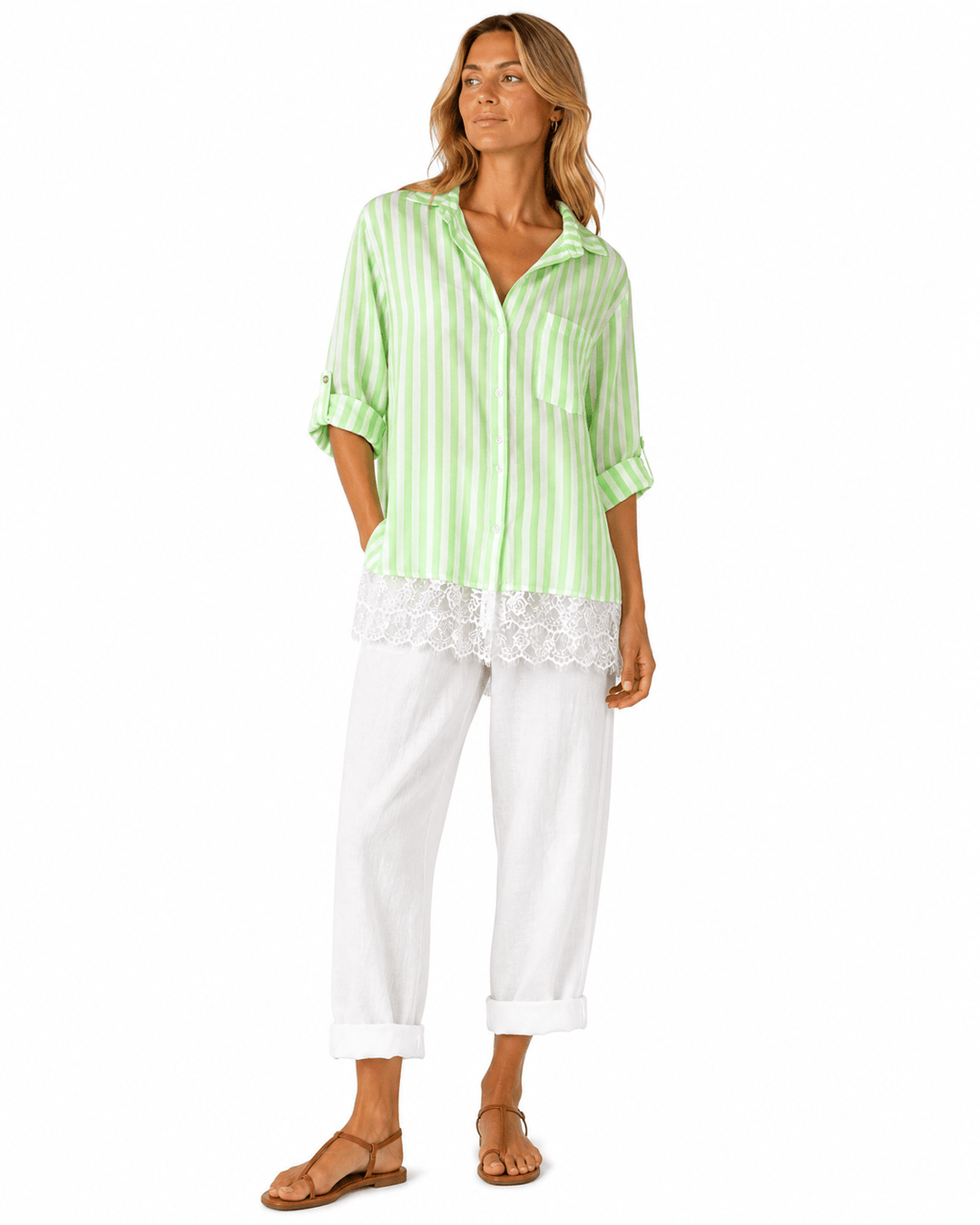 Riley Lace Hem Gingham Shirt - Must Boutique
