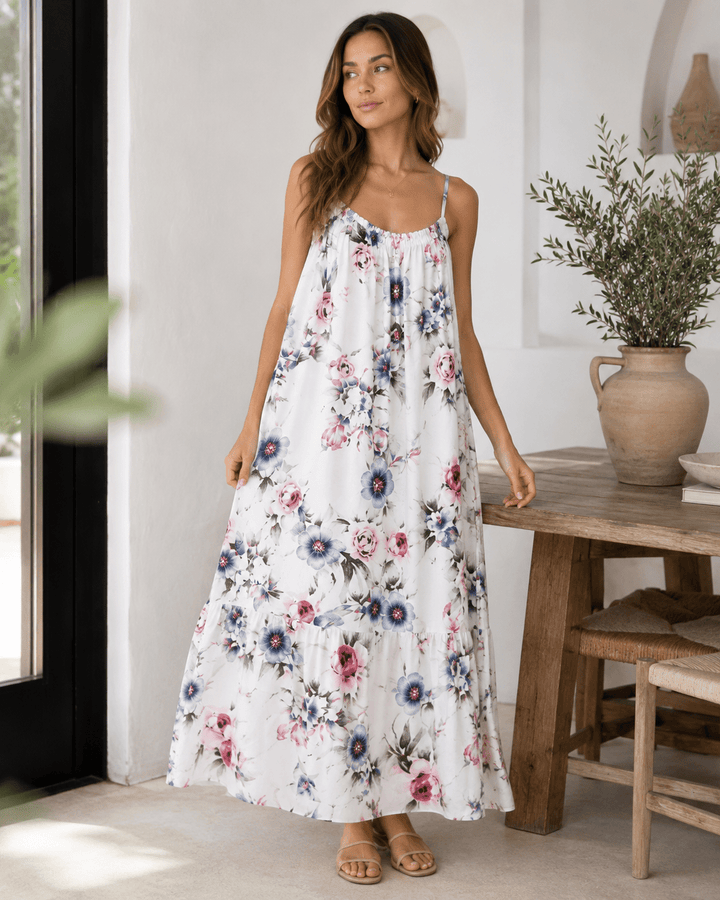 Rosalie Watercolor Floral Maxi Dress - Must Boutique