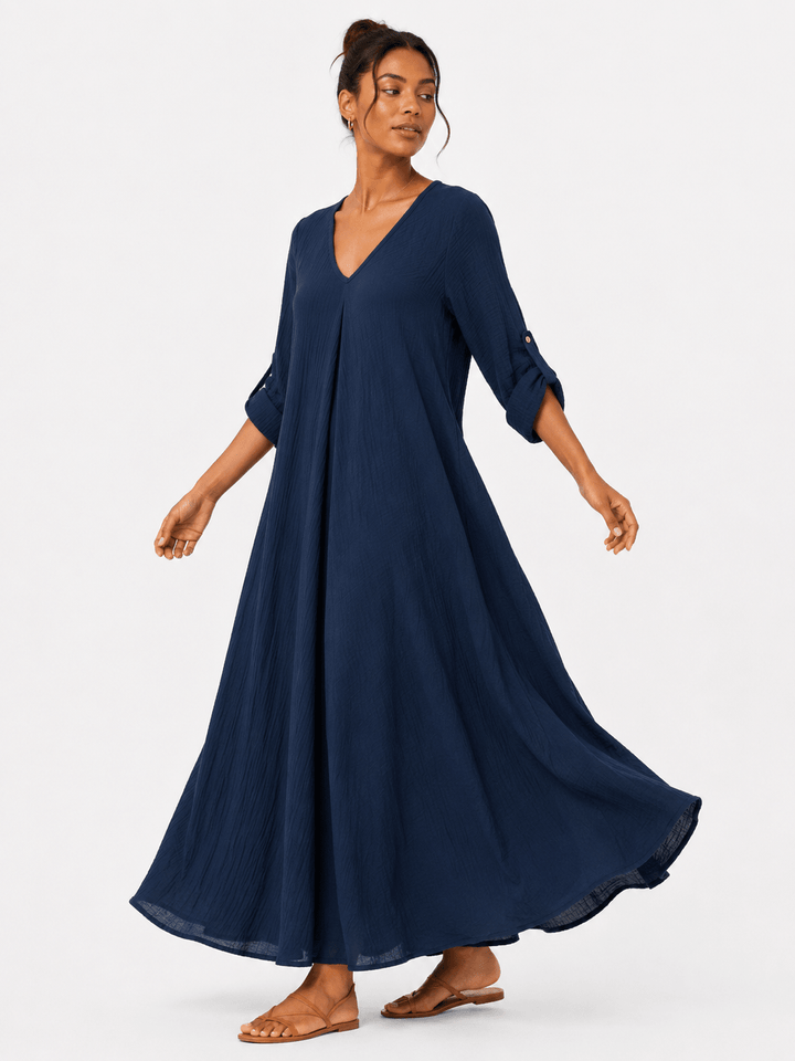 Sahara Roll-Tab Sleeve Muslin Maxi Dress - Must Boutique