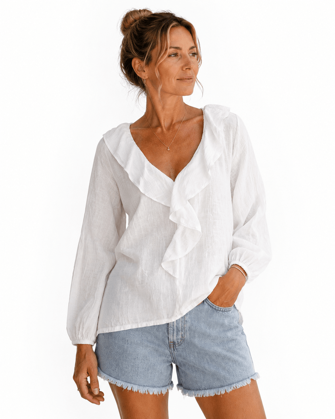 Scarlett V-Neck Ruffle Top - Must Boutique