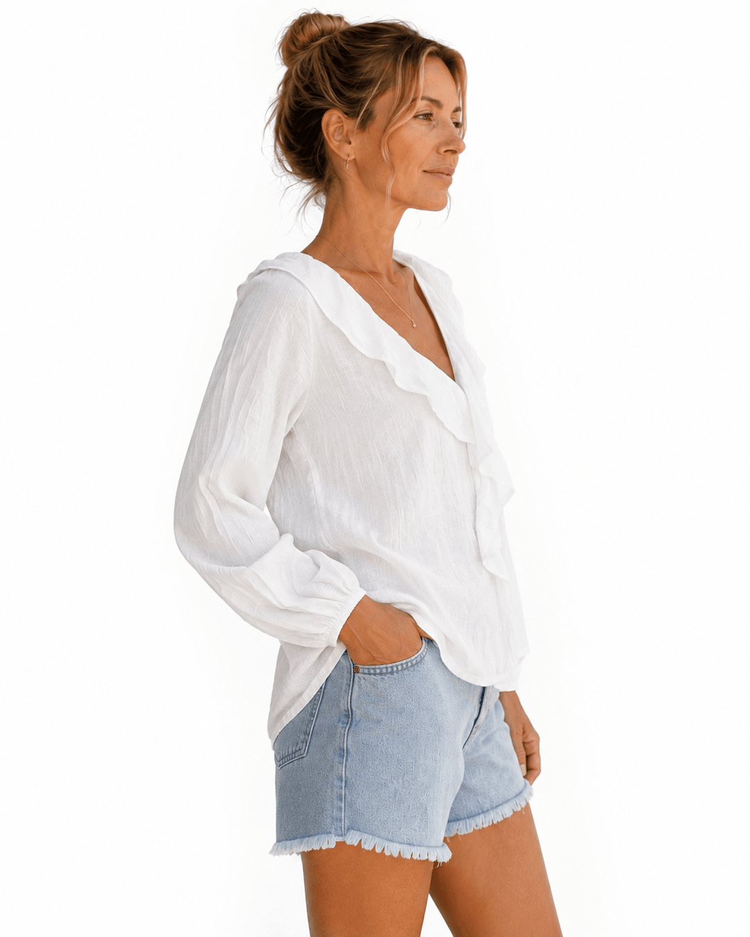 Scarlett V-Neck Ruffle Top - Must Boutique