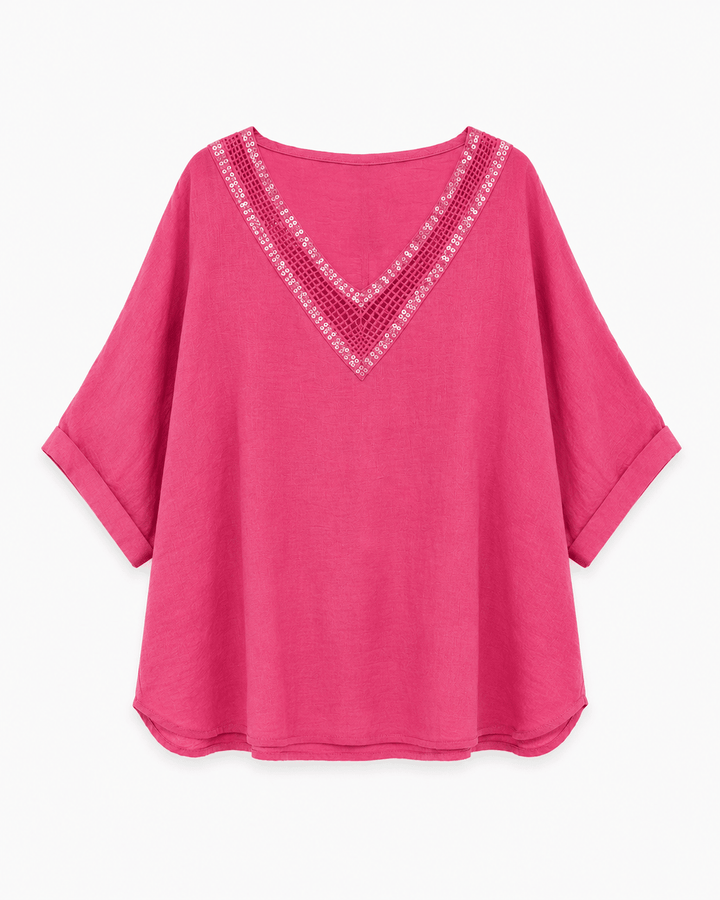 Sequin V-Neck top - Must Boutique