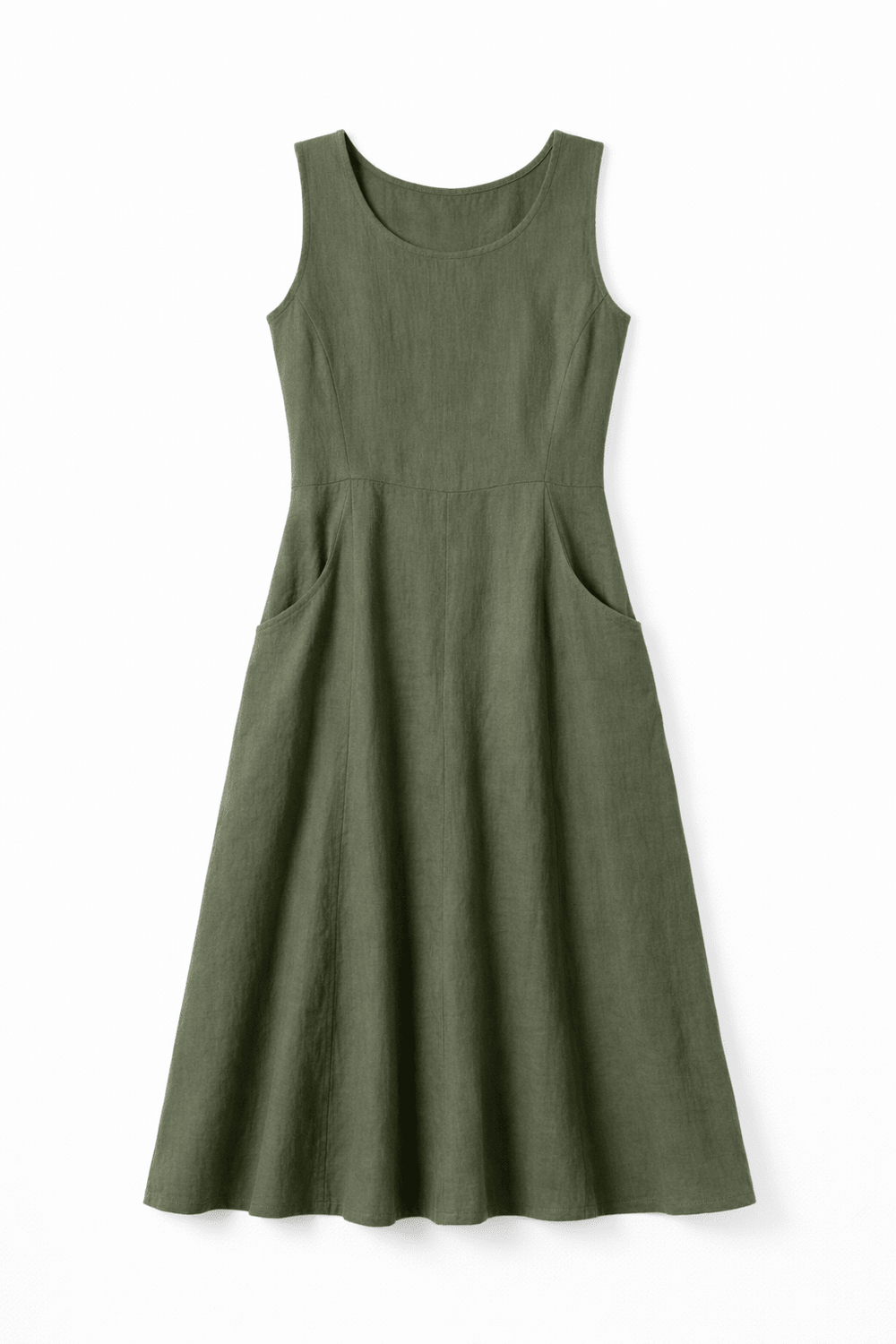 Sleeveless Linen Midi Dress with Pockets - Must Boutique