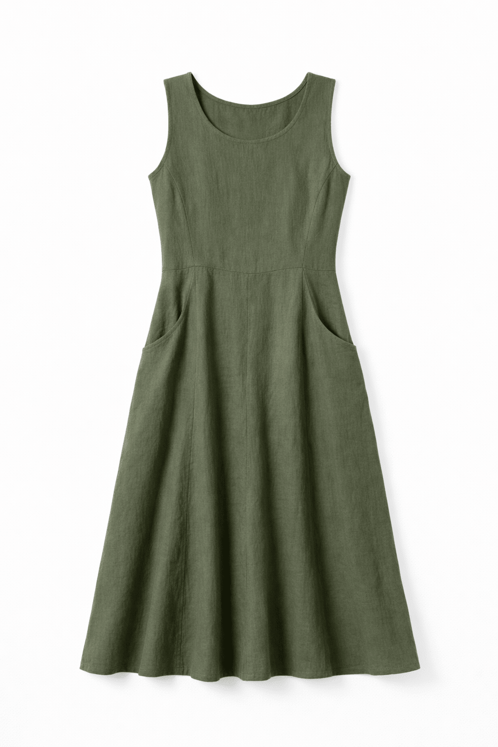Sleeveless Linen Midi Dress with Pockets - Must Boutique